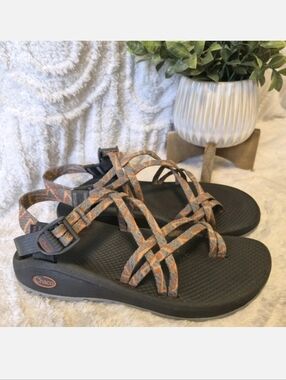 Chaco Z Cloud X2 Toe Loop Hiking Sandals Grey/Orange Women's Size 9 EUC
